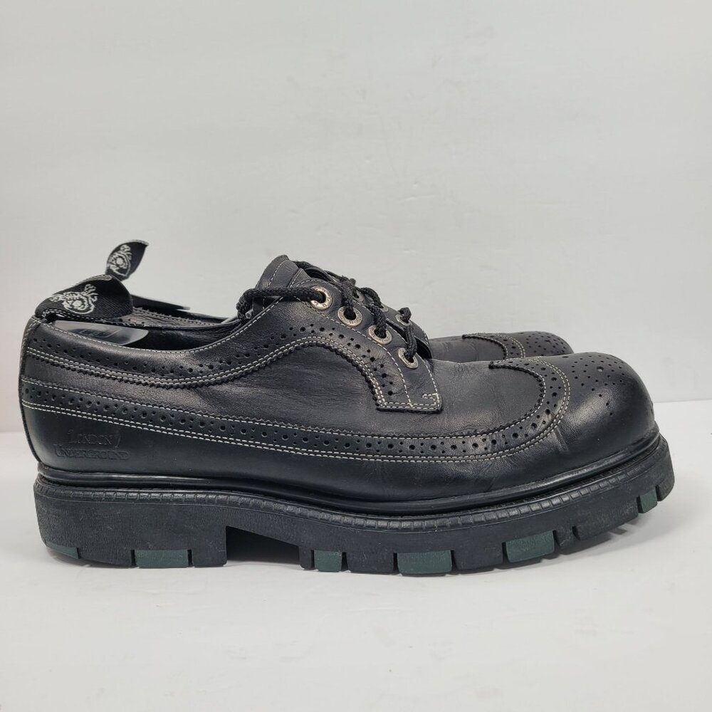 Vintage Y2K London Underground Men's Black Brogue Lace Up Shoes US Size 13M
